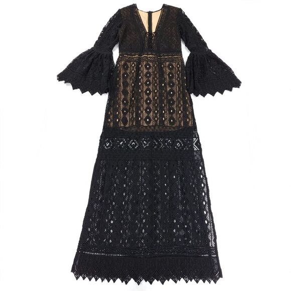 NEW Jen's Pirate Booty Chaouen Maxi Dress Black Lace Whimsigoth Boho Romantic - Picture 1 of 11